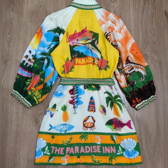 ALEMAIS Paradiso Printed Linen Mini Dress - Picture 8 of 14